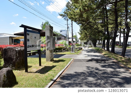 Aichi Prefecture, Chiryu Pine Tree Line, Side Road, and Tourist Information Board Aichi Prefecture, Chiryu Pine Tree Line, Side Road, and Tourist Information Board 128013071