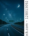 Beautiful night sky and highway 128013092