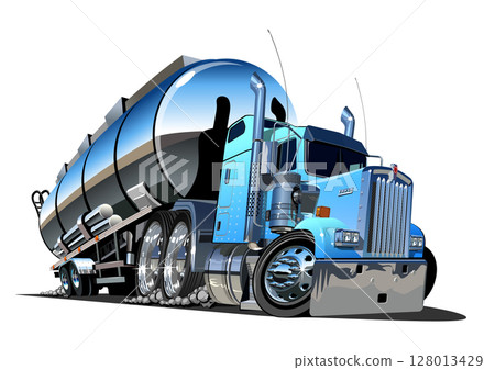 Cartoon semi tanker truck isolated on white background 128013429