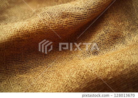 Close-Up of Burlap Texture: Rustic Fabric Background 128013670