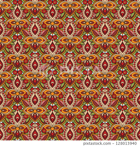 vector seamless pattern with hand drawing flowers and hearts. floral ornament for wedding invitations, cards, textile, wrapping paper, gift wrap. 128013940