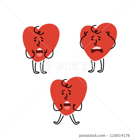 Cute hand drawn scared heart character 128014176