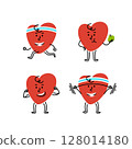Strong physically active doodle heart character Strong physically active doodle heart character 128014180