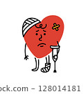 Sad broken injured hand drawn heart character Sad broken injured hand drawn heart character 128014181