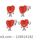 Angry hand drawn heart character Angry hand drawn heart character 128014182