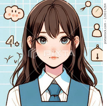 The serious faces of Japanese female students are cute and beautiful! Emotional teenage high school or junior high school uniforms are AI illustrations of Aoharu 128014264