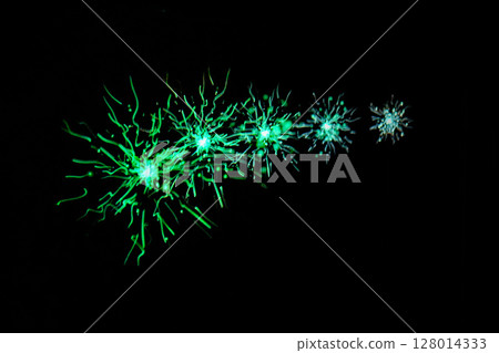 Cyber green light trails futuristic abstract Cyber green light trails futuristic abstract 128014333