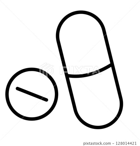 Simple capsule-shaped pill icon Simple capsule-shaped pill icon 128014421
