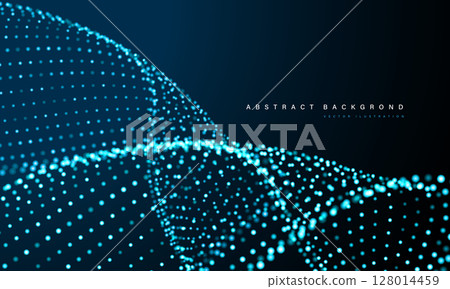 Abstract blue mesh particles wave curve overlap technology network digital on black background vector Abstract blue mesh particles wave curve overlap technology network digital on black background vector 128014459