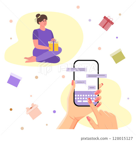 People Congratulates Mobile service Call Gift People Congratulates Mobile service Call Gift 128015127