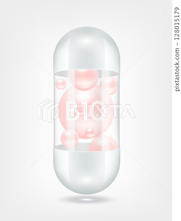 Vitamin B10 pink inside capsule pill transparent white. Health care beauty enhancement neutralize free radicals. Used for nutrition products food template design. 3D Realistic Vector EPS10. Vitamin B10 pink inside capsule pill transparent white. Health care beauty enhancement neutralize free radicals. Used for nutrition products food template design. 3D Realistic Vector EPS10. 128015179