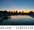 Outdoor pool sunset 128015238