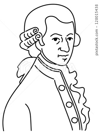 Mozart line drawing illustration (composer/classical music/simple) Mozart line drawing illustration (composer/classical music/simple) 128015438