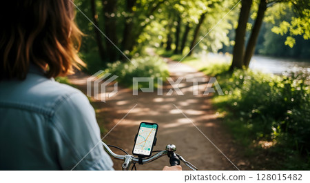 Bike tour GPS navigation in nature 128015482