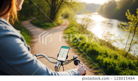 Bike tour GPS navigation in nature 128015484