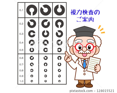 Illustration material of a doctor testing eyesight with an eye chart Illustration material of a doctor testing eyesight with an eye chart 128015521