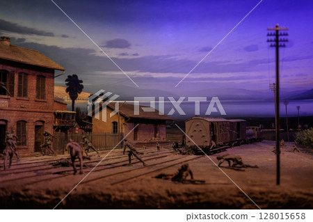 A diorama on display at the Australian War Memorial showing the Battle of Tsemakh Station on 25 September 1918 128015658