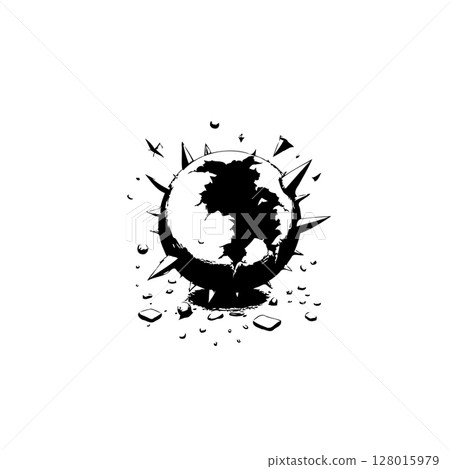 Spiky Globe Illustration Representing Global Issues, Crisis, and Difficult Challenges Ahead 128015979