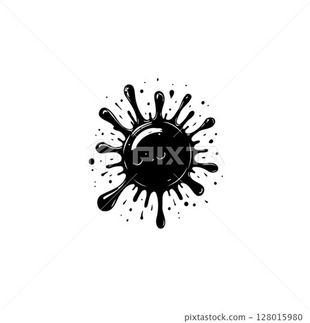 Abstract black ink splatter illustration for artistic designs and backgrounds Abstract black ink splatter illustration for artistic designs and backgrounds 128015980