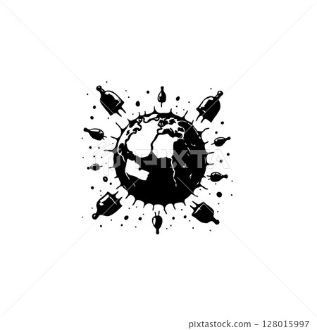 World Power: Illustrated depiction of global energy consumption and interconnectedness World Power: Illustrated depiction of global energy consumption and interconnectedness 128015997