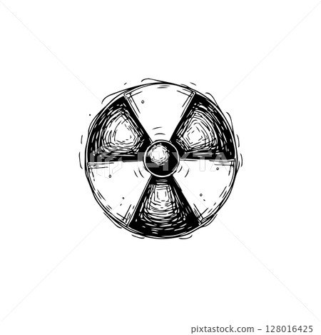 Hand Drawn Radioactive Symbol: A Visual Representation of Nuclear Energy and Danger 128016425