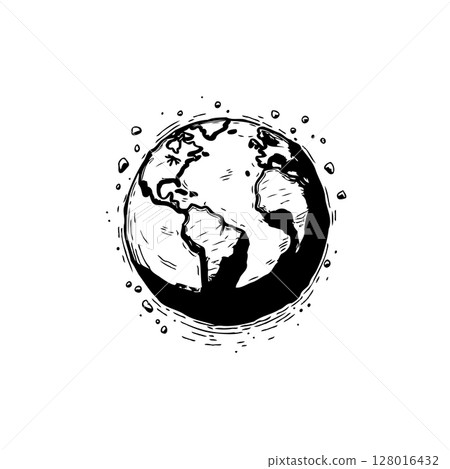 Hand-Drawn Earth Globe Illustration: A Symbolic Representation of Our Planet Hand-Drawn Earth Globe Illustration: A Symbolic Representation of Our Planet 128016432
