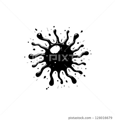 Abstract Black Ink Splatter Design - Vector Illustration for Creative Projects 128016679