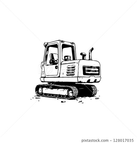 Illustration of construction crawler excavator isolated on white background 128017035