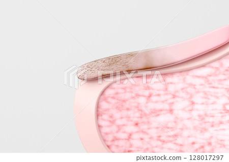 大腳趾和指甲橫截面的 3D CG 插圖，顯示了灰指甲的症狀 128017297