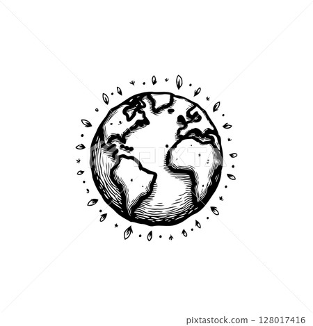 Earth sketch illustration representing globe, planet, ecology and environmentalism Earth sketch illustration representing globe, planet, ecology and environmentalism 128017416