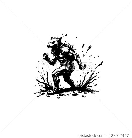 Terrifying werewolf sprints forward, unleashing splashes of dark energy around him Terrifying werewolf sprints forward, unleashing splashes of dark energy around him 128017447