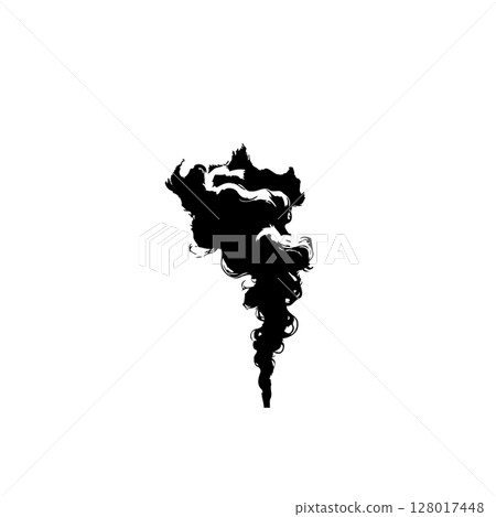 Abstract Black Smoke Illustration on White Background for Design Projects and Compositing Abstract Black Smoke Illustration on White Background for Design Projects and Compositing 128017448