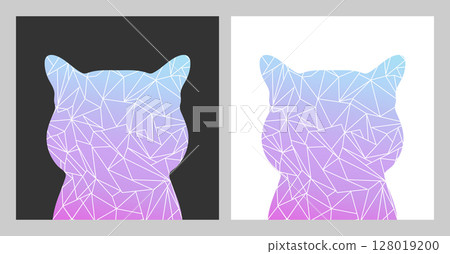 Abstract Cat silhouette with crystal pattern. Crystal cat silhouette. Vector illustration 128019200