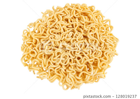 Cup of instant noodles on a white background 128019237