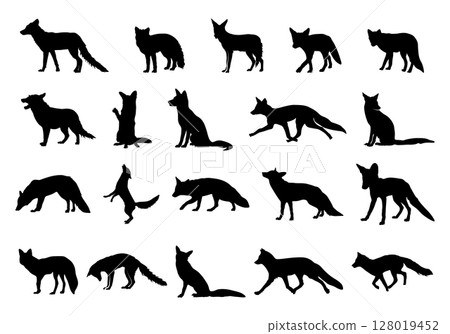 Fox silhouette, Fox clipart, Fox vector illustration, Fox svg, Fox silhouettes 128019452