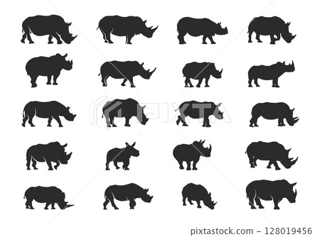 Rhino silhouettes, Rhinos silhouette, Rhino vector illustration, Rhino clipart, Rhino Svg, Rhino icon bundle Rhino silhouettes, Rhinos silhouette, Rhino vector illustration, Rhino clipart, Rhino Svg, Rhino icon bundle 128019456