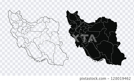 Iran Map Outline and Solid Silhouette Vector Illustration Iran Map Outline and Solid Silhouette Vector Illustration 128019462