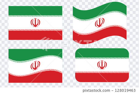 Iran Wave Flags Icons Collection Vector Illustration 128019463