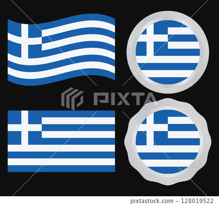 Greece Flag Icon Set .Greece Flag Badge Vector Design. Greece Flag Icon Set .Greece Flag Badge Vector Design. 128019522
