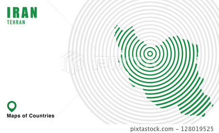 Map of Iran, Political map. Tehran. Capital. World Countries vector maps series. Spiral illustration. 128019525