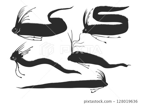 Oarfish silhouette, Oarfish svg, Oarfish vector illustration, Orafish vector, Oarfish icon bundle 128019636