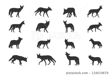 Jackal silhouette, Wild jackal silhouette, Jackal svg, Jackal silhouettes, Jackal vector illustration Jackal silhouette, Wild jackal silhouette, Jackal svg, Jackal silhouettes, Jackal vector illustration 128019679
