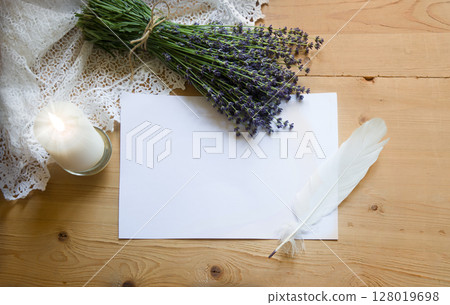 Lavender flowers lie on the table Lavender flowers lie on the table 128019698