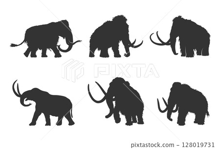 Mammoth silhouettes, Woolly mammoth silhouette, Mammoth svg, Mammoth silhouette, Mammoth vector illustration 128019731