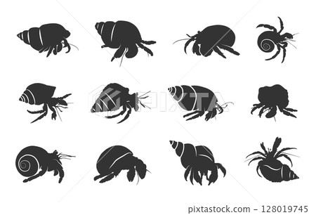Hermit crab silhouettes, Hermit crab svg, Hermit silhouette, Crab svg, Hermit crab vector illustration 128019745