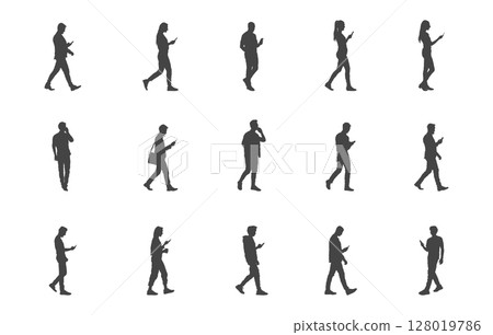 People walking with smartphone svg, Person walking with smartphone silhouette, Man walking with smartphone svg, Woman walking with smartphone svg 128019786