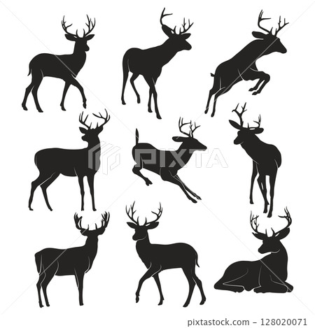 Deer silhouette collection, Deer logo vector 128020071