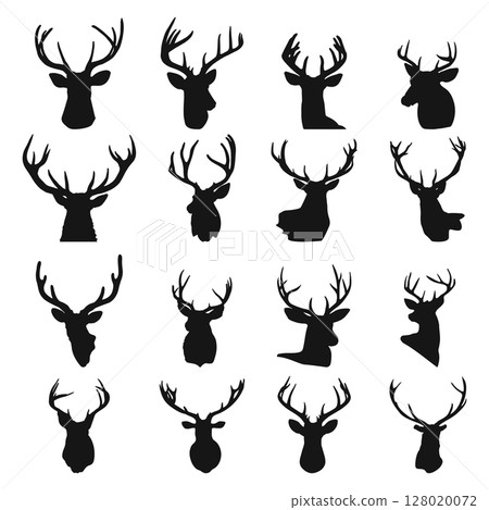 Deer head silhouette set Deer head silhouette set 128020072