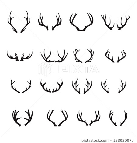 Deer Antlers silhouette set, Deer antlers icon set. Deer Antlers silhouette set, Deer antlers icon set. 128020073