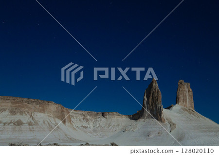 Night scene with the rock pinnacles of Bozzhira valley, Kazakhstan Night scene with the rock pinnacles of Bozzhira valley, Kazakhstan 128020110